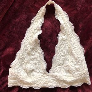 White lace halter bralette